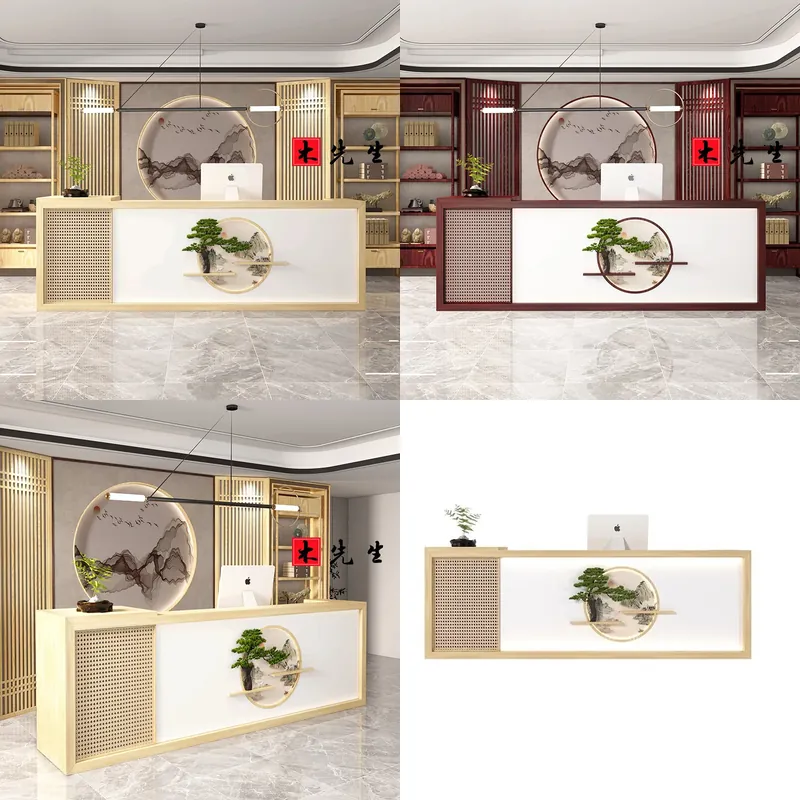 Spa Wellness Hotel - Masif Ahşap Resepsiyon Bankosu Yeni Çin